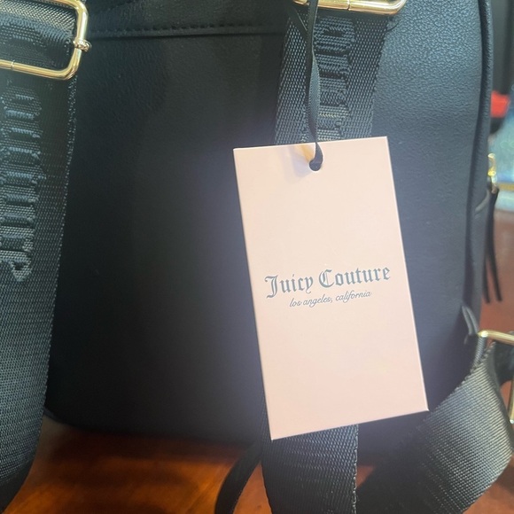 JUICY COUTURE Obsession Backpack Black Licorice Bling Logo Rhinestones Bag Y2K - Picture 11 of 14